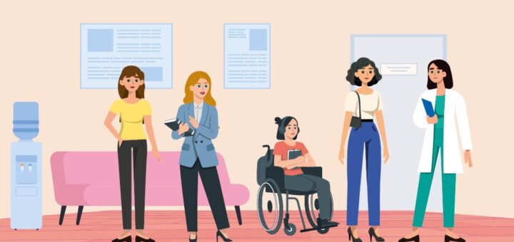 Намальовані фігурки жінок у лікарні, біля них - лікарка