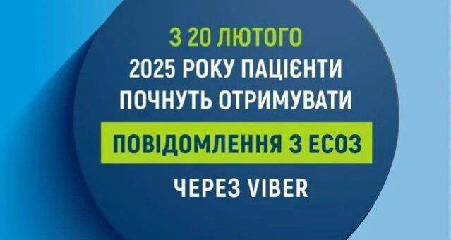 З 20 лютого 2025 року пацієнти почнуть отримувати повідомлення з ЕСОЗ через Viber