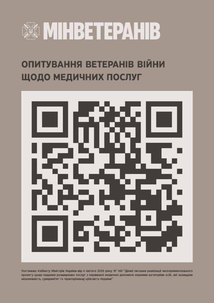 Мінветеранів проводить опитування для ветеранів і ветеранок щодо медичних послуг