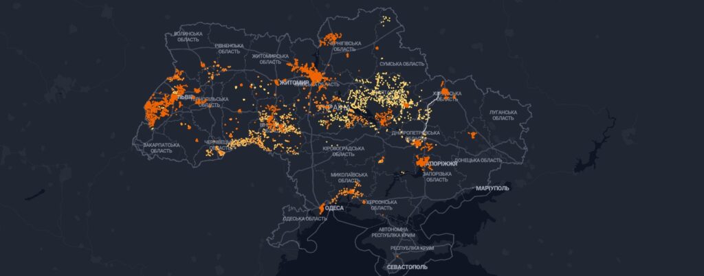 128 провайдерів, 96 000 адрес і захист від блекаутів — інтернет без світла на мапі ЛУН і Мінцифри