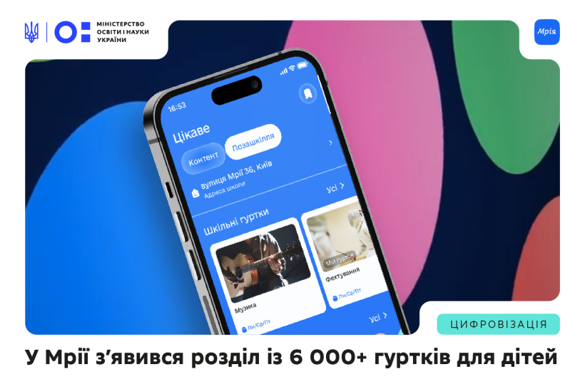 Державна освітня екосистема Мрія відкрила розділ позашкілля: у застосунку доступно понад 6 000 гуртків