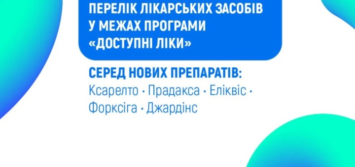 Інформаційний постер Національної служби здоров’я України про оновлений перелік ліків у програмі “Доступні ліки”